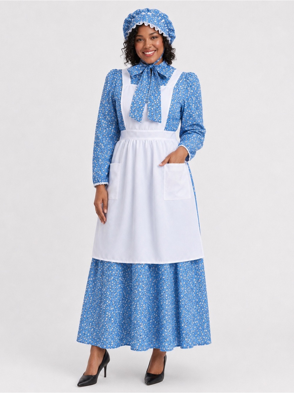 Pioneer Costume Prairie Dress Bonnet Colonial Reenactment Halloween Women’s M